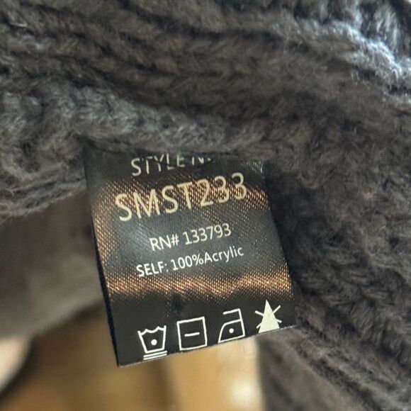 POL Chunky Cable Knit Long Line Slouchy Open Cardigan Sweater Gray S - Picture 6 of 6